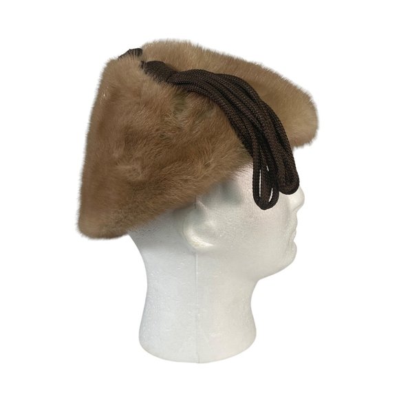 Vintage Vincent & Bill Genuine Fur Hat w Corded Decorative Embellishment - Picture 2 of 5